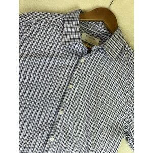 Ministry Of Supply Shirt Men's Medium Slim Fit Blue Plaid Button Up Performance
